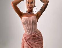 Мереживна сукня міні зі шлейфом   | PUSHKA SHOP