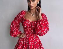 Сукня з квітковим принтом з воланами на ґудзиках  | PUSHKA SHOP