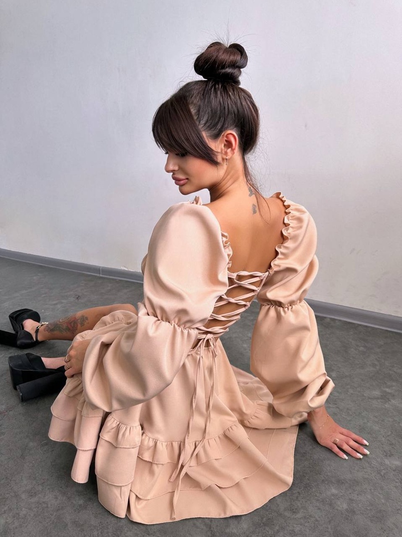 Сукня з воланами та шнурівкою  по спинці Сукня з воланами та шнурівкою  по спинці | PUSHKA SHOP