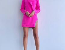 Приталена сукня-піджак, декорована бахромою зі страз Приталена сукня-піджак, декорована бахромою зі страз | PUSHKA SHOP