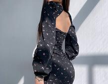 Квіткова сукня зі збіркою з боків  | PUSHKA SHOP