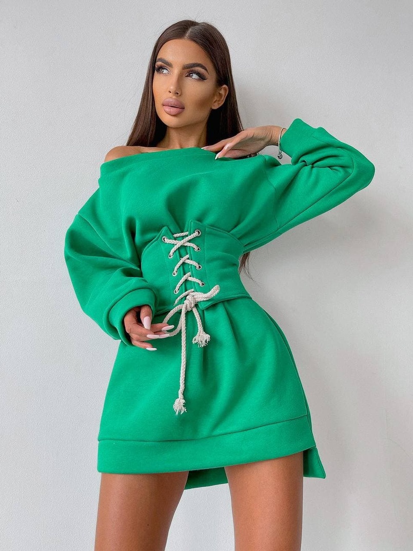 Худи на флисе + корсет на шнуровке  Худи на флисе + корсет на шнуровке  | PUSHKA SHOP