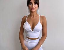 Комплект: топ з філіжанками + спідниця декорована бахромою зі страз  Комплект: топ з філіжанками + спідниця декорована бахромою зі страз  | PUSHKA SHOP