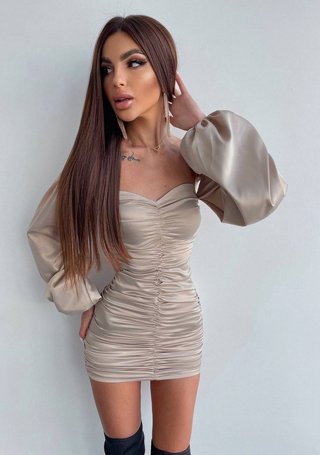 Атласна сукня з драпіруванням | PUSHKA SHOP