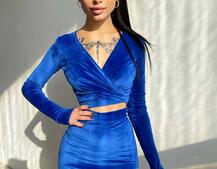 Оксамитовий комплект, декорований бахромою зі страз Оксамитовий комплект, декорований бахромою зі страз | PUSHKA SHOP