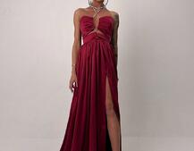 Атласна сукня максі із шнуром зі стразами  | PUSHKA SHOP