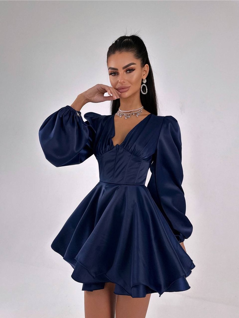 Атласна корсетна сукня  з пишною подвійною спідницею  Атласна корсетна сукня  з пишною подвійною спідницею  | PUSHKA SHOP