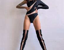 Боді на одне плече із вставками сітки Боді на одне плече із вставками сітки | PUSHKA SHOP