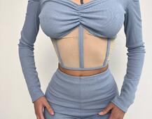 Комплект : штани кльош і топ з елементами корсету  Комплект : штани кльош і топ з елементами корсету  | PUSHKA SHOP