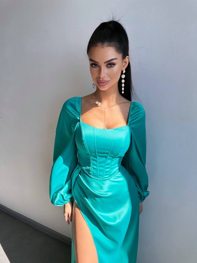 Атласний комплект: корсет + спідниця максі з драпіруванням Атласний комплект: корсет + спідниця максі з драпіруванням | PUSHKA SHOP