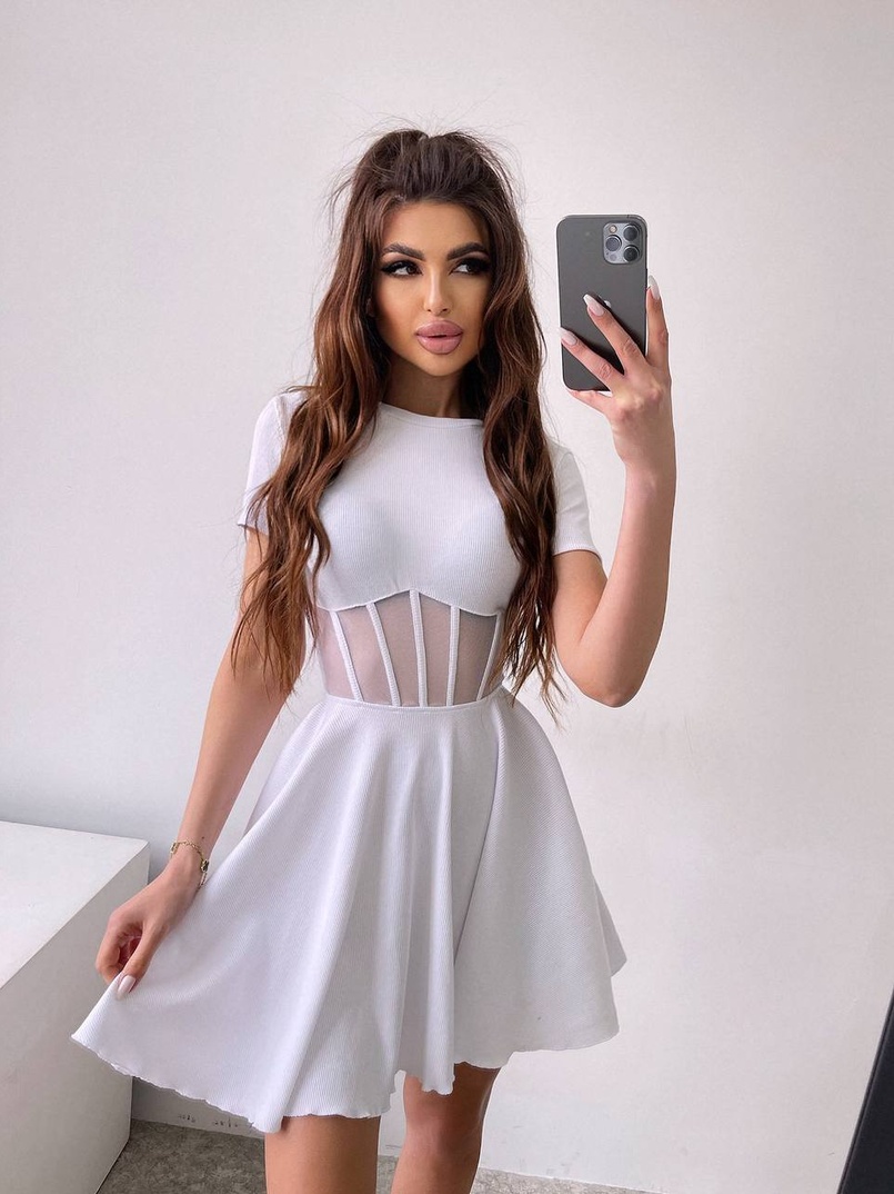 Сукня-міні  з елементами корсету  та спідницею солнцем Сукня-міні  з елементами корсету  та спідницею солнцем | PUSHKA SHOP