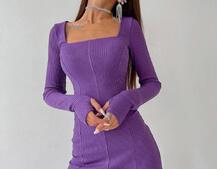 Платье-мини с квадратным вырезом  Платье-мини с квадратным вырезом  | PUSHKA SHOP