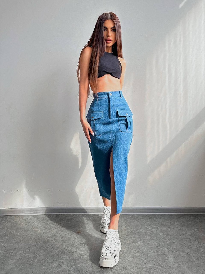 Комплект: джинсова спідниця  + топ з філіжанками  | PUSHKA SHOP