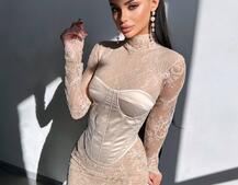 Комплект: мереживна сукня міні + корсет  Комплект: мереживна сукня міні + корсет  | PUSHKA SHOP