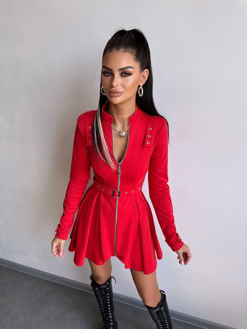 Сукня з пишною спідницею і поясом | PUSHKA SHOP