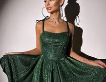 Блискуча корсетна сукня з пишною подвійною спідницею Блискуча корсетна сукня з пишною подвійною спідницею | PUSHKA SHOP