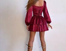 Комплект: сукня з подвійною спідницею + корсет, декорований стразами    Комплект: сукня з подвійною спідницею + корсет, декорований стразами    | PUSHKA SHOP