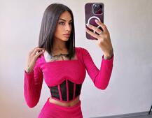 Трикотажний комплект: топ з елементами корсету та спідниця з розрізами  | PUSHKA SHOP