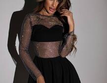 Сукня, декорована сіткою із стразами Сукня, декорована сіткою із стразами | PUSHKA SHOP