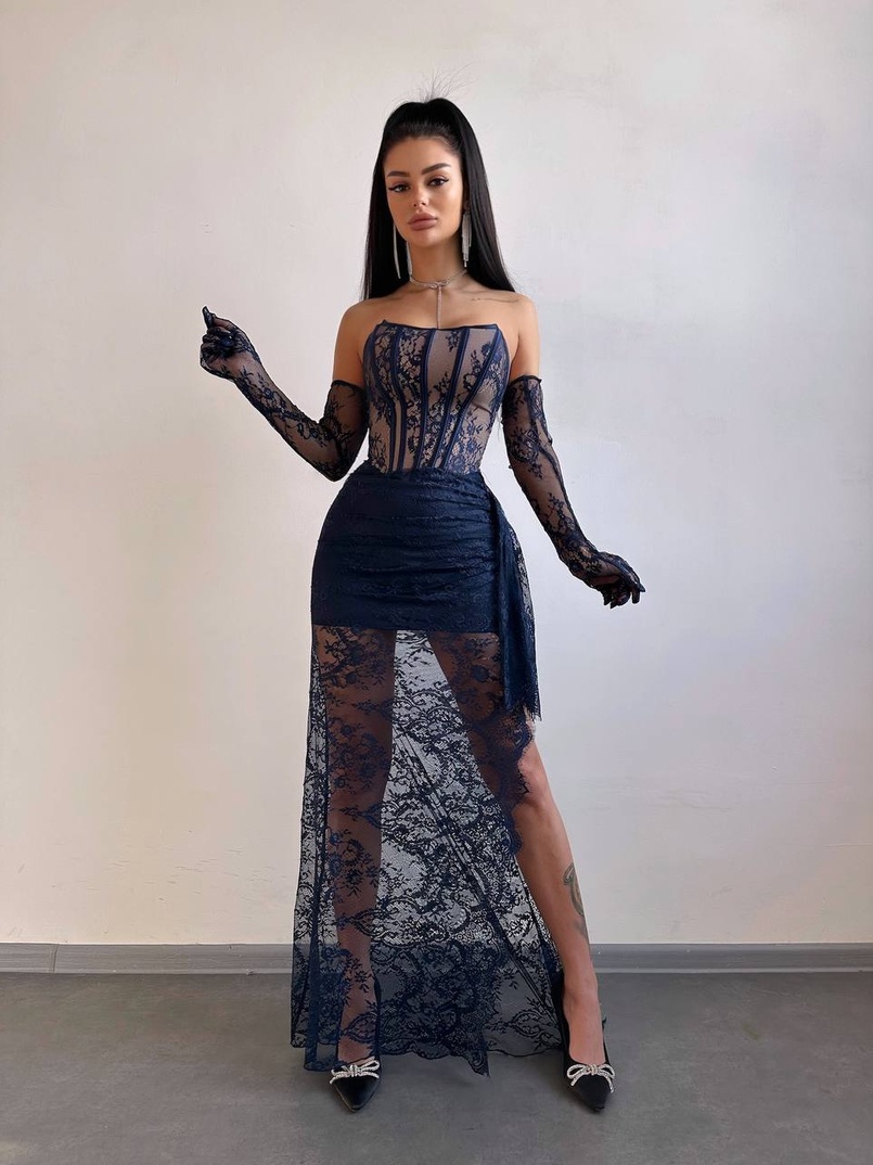 Мереживна сукня максі з рукавичками  | PUSHKA SHOP