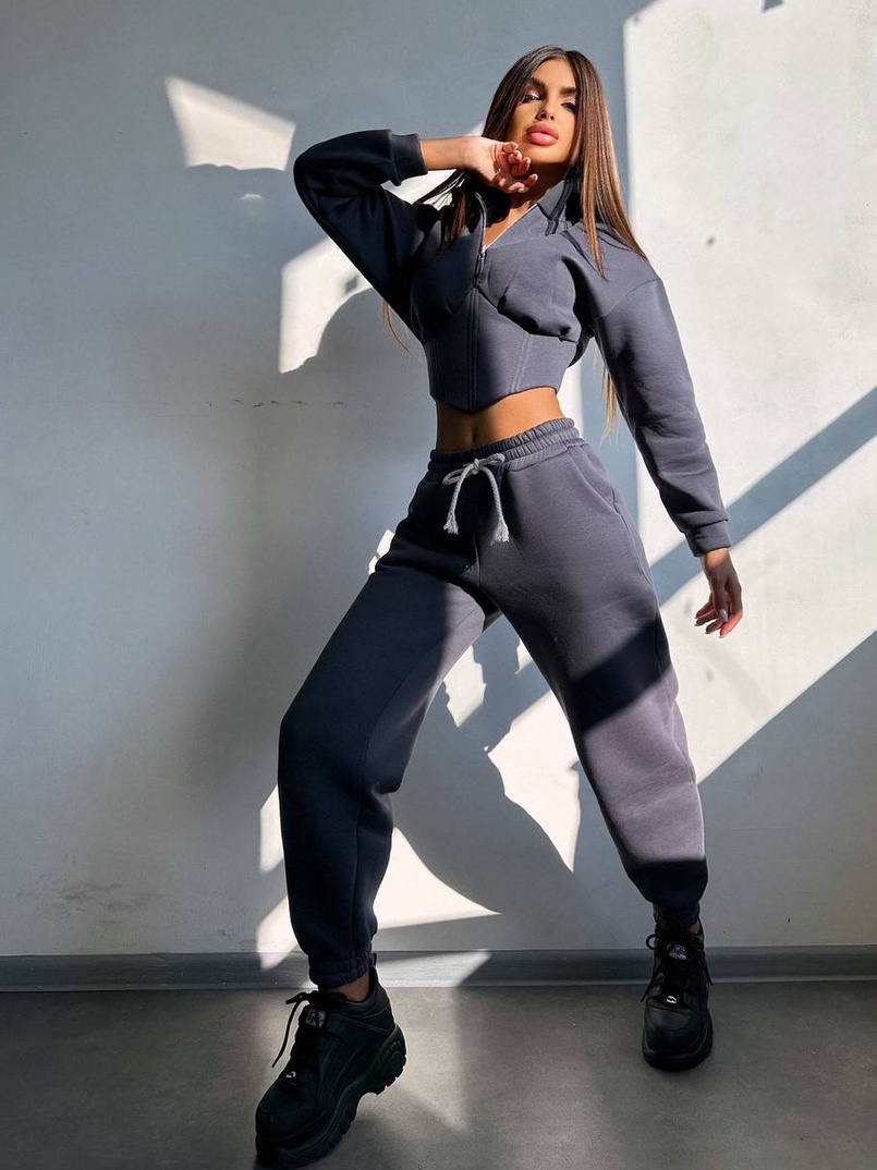 Комплект на флісі : худі з елементами корсету + штани  Комплект на флісі : худі з елементами корсету + штани  | PUSHKA SHOP