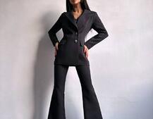 Костюм: піджак на підкладці, штани кльош+ жилет  Костюм: піджак на підкладці, штани кльош+ жилет  | PUSHKA SHOP