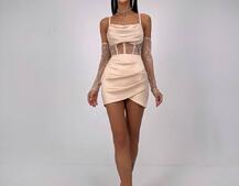 Комплект: корсет, декорований мереживом   + рукавички+ спідниця міні з драпіруванням   Комплект: корсет, декорований мереживом   + рукавички+ спідниця міні з драпіруванням   | PUSHKA SHOP