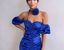 Сукня - міні з драпіруванням та трояндою-чокером | PUSHKA SHOP