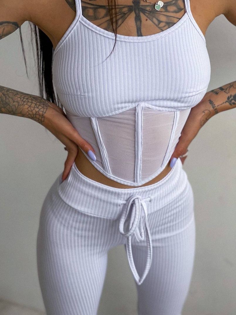 Трикотажный комплект: корсетный топ на косточках + леггинсы Трикотажный комплект: корсетный топ на косточках + леггинсы | PUSHKA SHOP