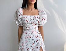 Сукня -міді зі шнурівкою на спинці та розрізом на ніжці з принтом Сукня -міді зі шнурівкою на спинці та розрізом на ніжці з принтом | PUSHKA SHOP