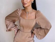 Атласний  комплект: корсет + спідниця з драпіруванням Атласний  комплект: корсет + спідниця з драпіруванням | PUSHKA SHOP