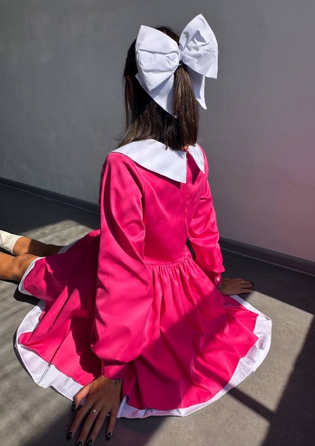 Котонова сукня з комірцем + бант  | PUSHKA SHOP