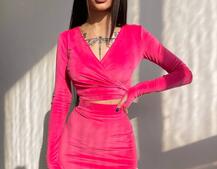 Оксамитовий комплект, декорований бахромою зі страз Оксамитовий комплект, декорований бахромою зі страз | PUSHKA SHOP