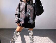 Трендове худі over size із сяючими стразами  | PUSHKA SHOP