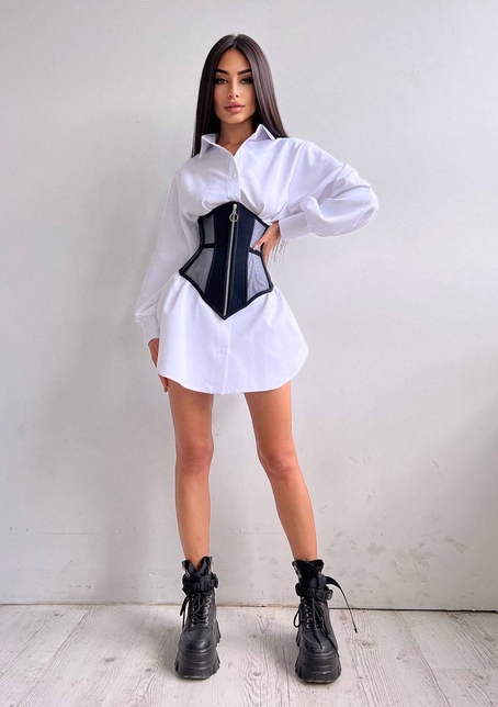 Приталена сорочка + корсет з блискавкою  | PUSHKA SHOP