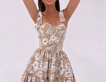 Сукня з чашечками та елементами корсету в квітковий принт  Сукня з чашечками та елементами корсету в квітковий принт  | PUSHKA SHOP