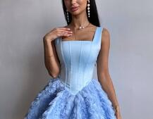 Розкішна сукня міні з пишною спідницею з 3D-троянд  | PUSHKA SHOP