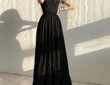 Платье-макси из сетки   с блестками  Платье-макси из сетки   с блестками  | PUSHKA SHOP