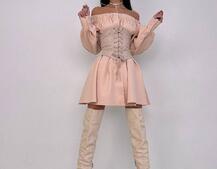 Приталена сорочка на плічках+  мереживний корсет Приталена сорочка на плічках+  мереживний корсет | PUSHKA SHOP