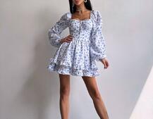 Сукня з квітковим принтом з воланами на ґудзиках  Сукня з квітковим принтом з воланами на ґудзиках  | PUSHKA SHOP