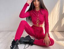 Комплект: топ зі шнурівкою на грудях + легінси Комплект: топ зі шнурівкою на грудях + легінси | PUSHKA SHOP