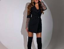 Сукня-піджак декорована сіткою із стразами Сукня-піджак декорована сіткою із стразами | PUSHKA SHOP