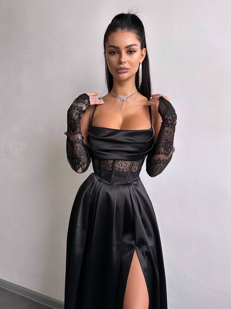 Атласний комплект: корсет + спідниця максі Атласний комплект: корсет + спідниця максі | PUSHKA SHOP