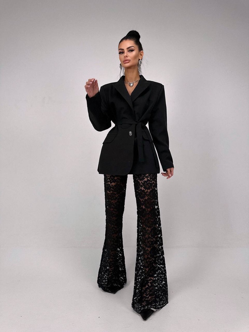 Комплект: мереживний корсет бюстьє + штани + піджак  Комплект: мереживний корсет бюстьє + штани + піджак  | PUSHKA SHOP