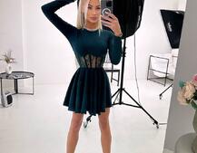 Трикотажна корсетна сукня з мереживом та пишною спідницею  Трикотажна корсетна сукня з мереживом та пишною спідницею  | PUSHKA SHOP