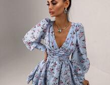 Сукня міні з пишною спідницею та драпіруванням на талії | PUSHKA SHOP