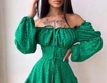 Сукня в горошок на ґудзиках з воланами  Сукня в горошок на ґудзиках з воланами  | PUSHKA SHOP