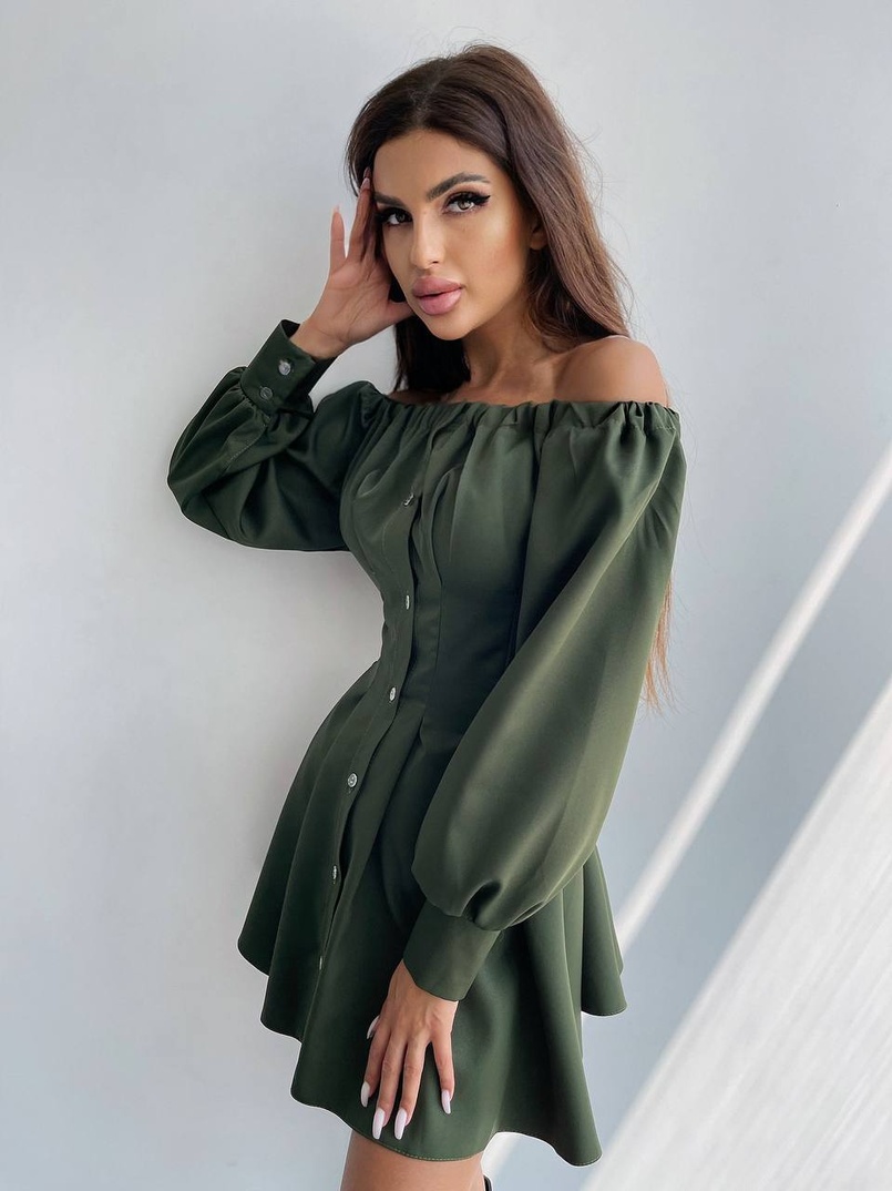 Приталена сукня-сорочка на плічках з корсетом з еко-шкіри | PUSHKA SHOP