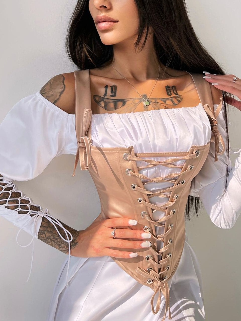 Шелковое платье + атласный корсет на шнуровке | PUSHKA SHOP