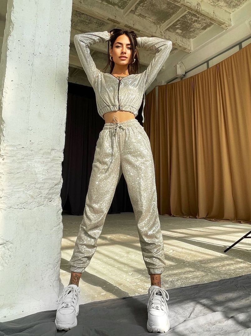 Комплект из люрекса: бомбер + джоггеры  Комплект из люрекса: бомбер + джоггеры  | PUSHKA SHOP